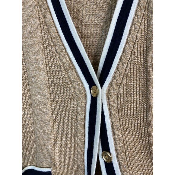 Talbots Womens‎ Cardigan Sweater size Large Brown cable Knit Preppy Nautical - Picture 12 of 16